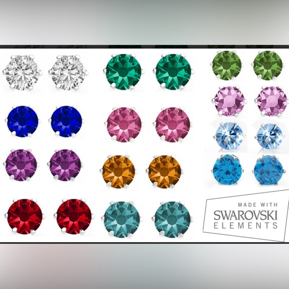 E58. Swarovski Crystal Silver or Gold Overlay Emerald amethyst Stud Earrings - Picture 1 of 16